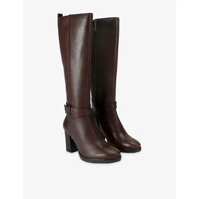 Carvela Womens Brown Silver 2 Wide-fit Leather Heeled Knee-high Boots Eur 40 / 7 Uk In Brown