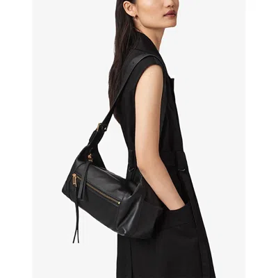 Allsaints Womens Black Vega Mini Leather Shoulder Bag