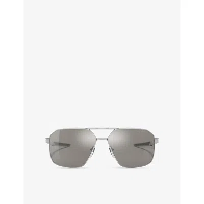 Prada Womens Silver Ps 55ws Irregular-frame Metal Sunglasses In Silver