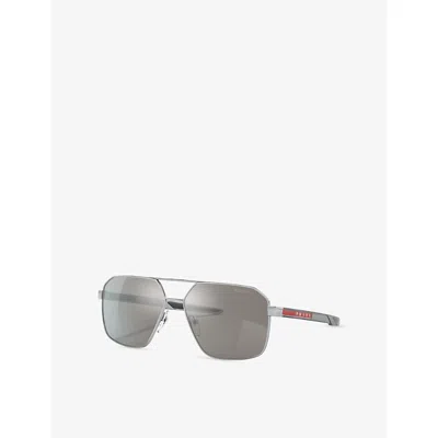 Prada Womens Silver Ps 55ws Irregular-frame Metal Sunglasses In Silver