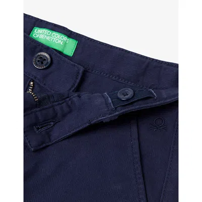 Benetton Navy Blue Slim-fit Straight-leg Cotton Blend Trousers 6 In Blue