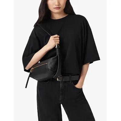 Allsaints Womens Black Vega Mini Leather Shoulder Bag