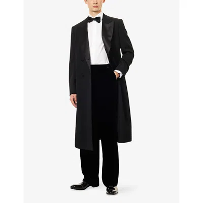 Emporio Armani Mens Black Beauty Velvet Straight-leg Woven Trousers In Black