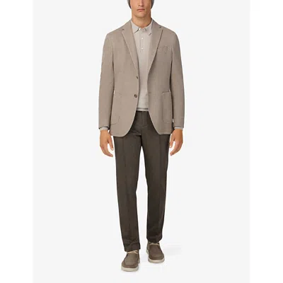 Boggi Milano Ens Taupe Micro-texture Cotton-wool Blend Jersey Blazer In Brown