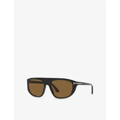 Tom Ford Womens Black Ft1002 Edward Pilot-frame Acetate Sunglasses In Brown
