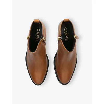 Carvela Womens Tan Secil Wide-fit Leather Heeled Ankle Boots Eur 40 / 7 Uk In Brown