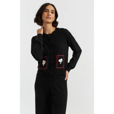 Chinti & Parker X Peanuts Button-up Cardigan In Black