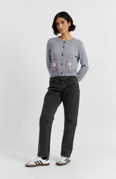 Chinti & Parker X Peanuts Button-up Cardigan In Gray