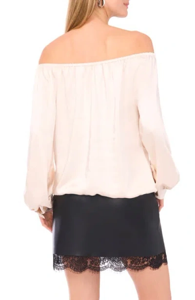 Vince Camuto Off The Shoulder Satin Top In Neutral