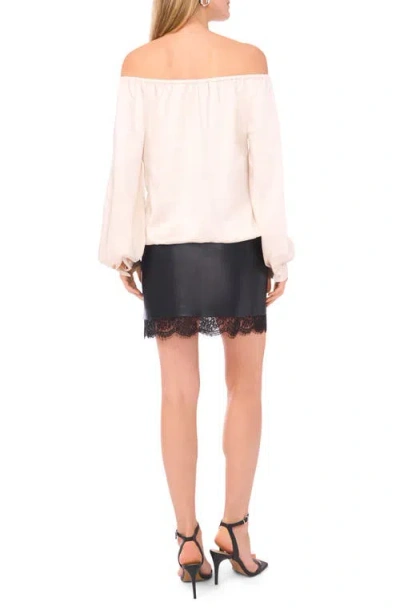 Vince Camuto Off The Shoulder Satin Top In Neutral