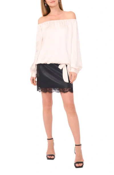 Vince Camuto Off The Shoulder Satin Top In Neutral