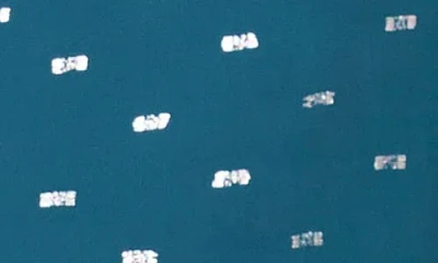 Vince Camuto Metallic Ruffle Cuff Top In Blue