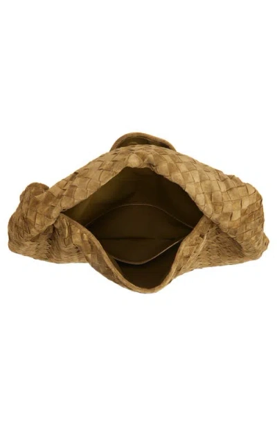 Bottega Veneta Intrecciato Suede Shoulder Bag In Green