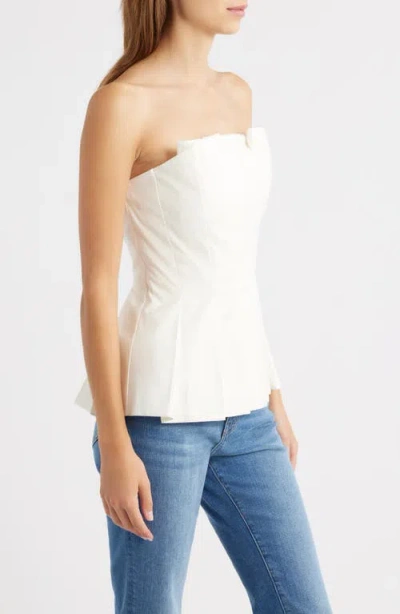 Reformation Ashlyn Pleated Peplum Strapless Top In White
