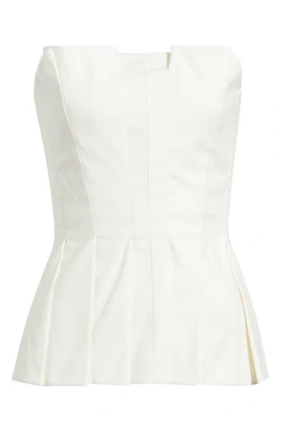 Reformation Ashlyn Pleated Peplum Strapless Top In White