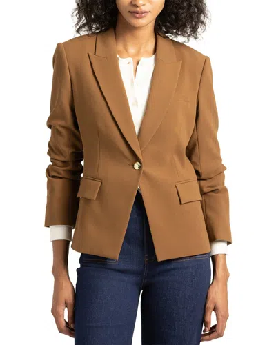 Derek Lam 10 Crosby Ralph Ruched Woven Blazer In Brown