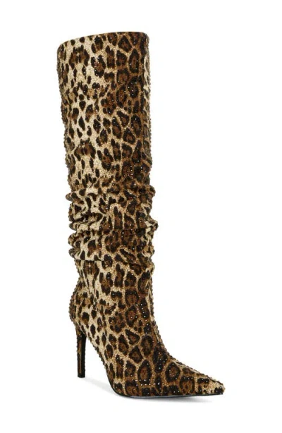 Azalea Wang Grant Pointed Toe Slouch Over The Knee Boot In Animal Print