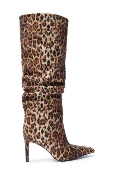 Azalea Wang Grant Pointed Toe Slouch Over The Knee Boot In Animal Print