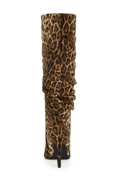 Azalea Wang Grant Pointed Toe Slouch Over The Knee Boot In Animal Print