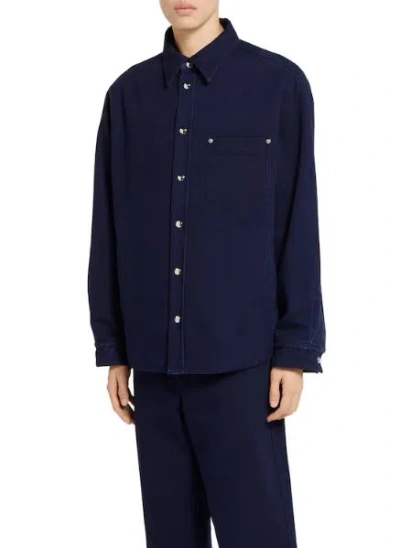 Gucci Blue Jacket With Classic Collar And Reversible Design In Cotton Man In Blue