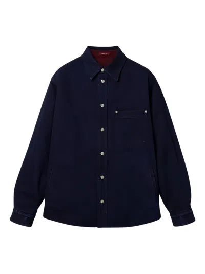Gucci Blue Jacket With Classic Collar And Reversible Design In Cotton Man In Blue