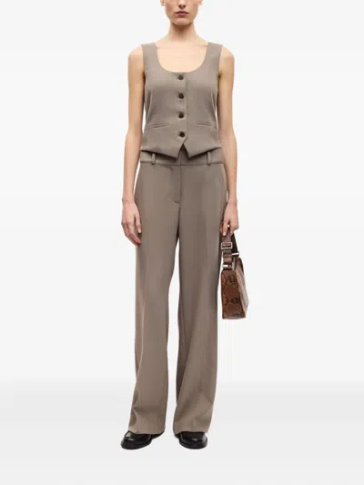 Samsoe & Samsoe Button Sleeveless Vest In Gray