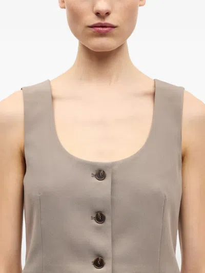 Samsoe & Samsoe Button Sleeveless Vest In Gray