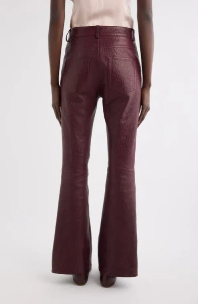 Chloé Flared Textured Lambskin Leather Trousers In Brown