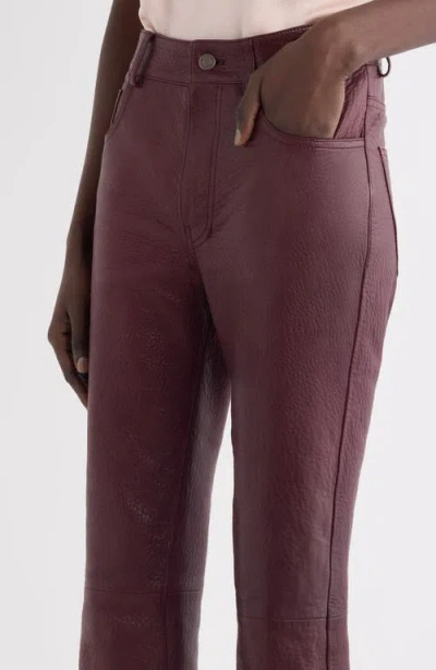 Chloé Flared Textured Lambskin Leather Trousers In Brown