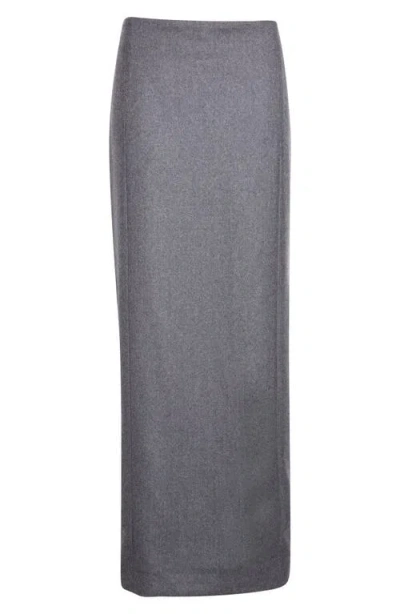 Thom Browne Gray Solid Wool Flannel Pencil Maxi Skirt In Red