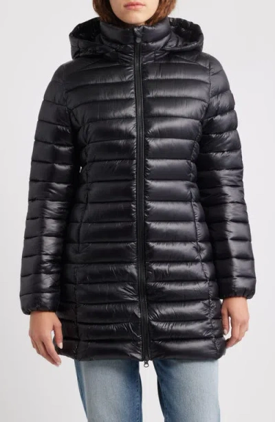 Save The Duck Miri Water Repellent Quilted Puffer Jacket With Removable Hood In Black