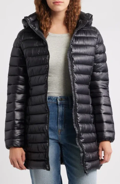 Save The Duck Miri Water Repellent Quilted Puffer Jacket With Removable Hood In Black