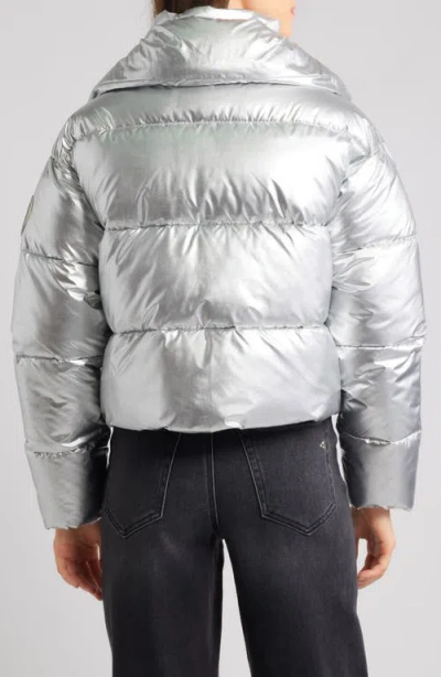 Save The Duck Giselle Short Down Jacket With High-shine Finish Clothing In Silver