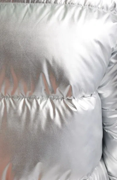 Save The Duck Giselle Short Down Jacket With High-shine Finish Clothing In Silver