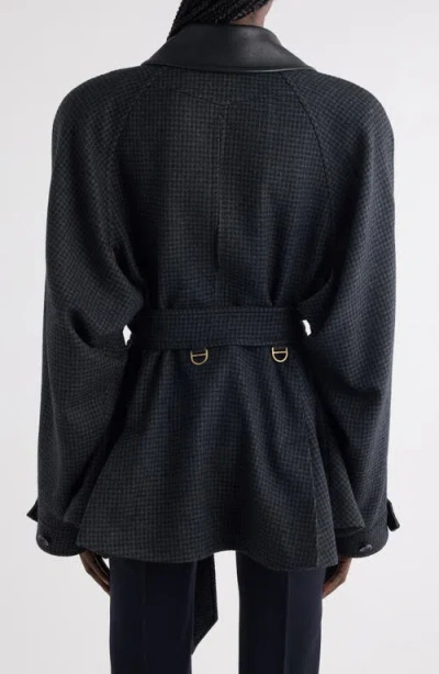 Chloé Wool Belted Jacket With Leather Collar Clothing In Black