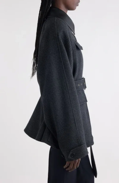 Chloé Wool Belted Jacket With Leather Collar Clothing In Black