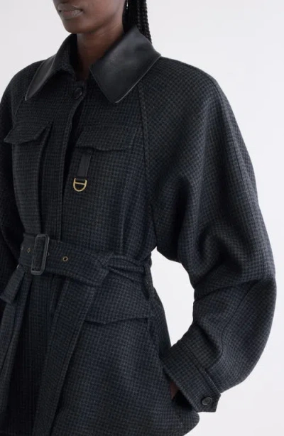 Chloé Wool Belted Jacket With Leather Collar Clothing In Black