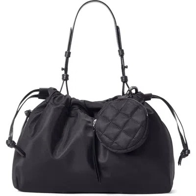 Mz Wallace Waverly Small Drawstring Quilted Shoulder Bag In Black