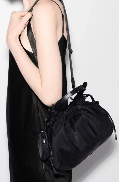 Mz Wallace Waverly Small Drawstring Quilted Shoulder Bag In Black