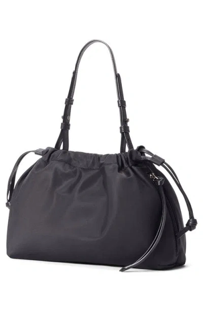 Mz Wallace Waverly Small Drawstring Quilted Shoulder Bag In Black