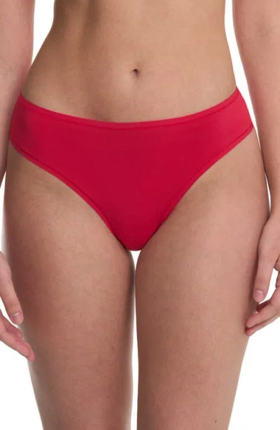 Natori Women's Bliss Bare Cotton Thong Underwear 771346 In Red