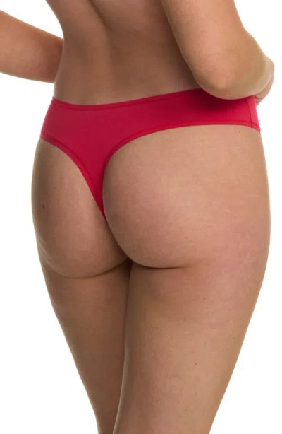 Natori Women's Bliss Bare Cotton Thong Underwear 771346 In Red