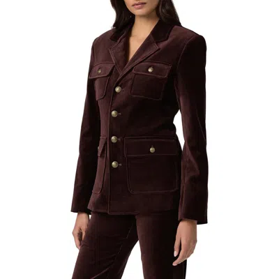 Paige Womens Aubergine Reign Single-breasted Velvet Blazer In Brown