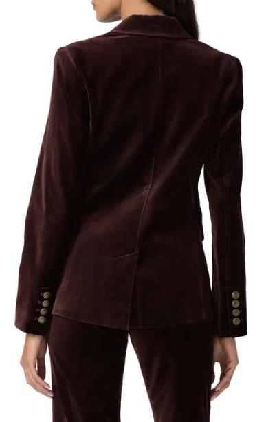 Paige Womens Aubergine Reign Single-breasted Velvet Blazer In Brown