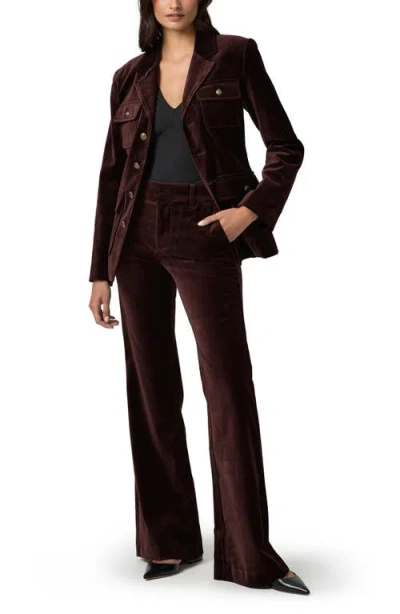 Paige Womens Aubergine Reign Single-breasted Velvet Blazer In Brown