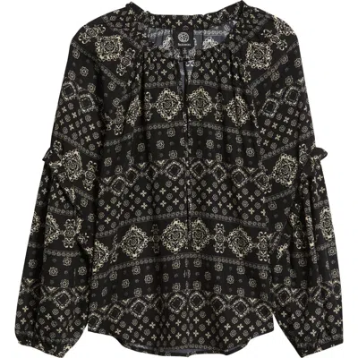 Bobeau Paisley Print Long Sleeve Woven Shirt In Multi