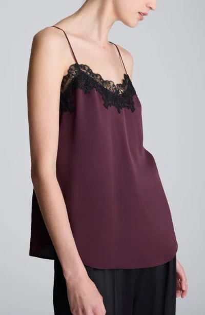 Kenneth Cole Lace Trim Satin Cami In Purple