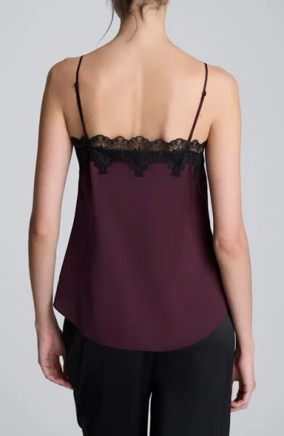 Kenneth Cole Lace Trim Satin Cami In Purple