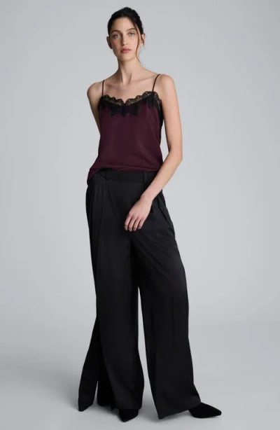 Kenneth Cole Lace Trim Satin Cami In Purple