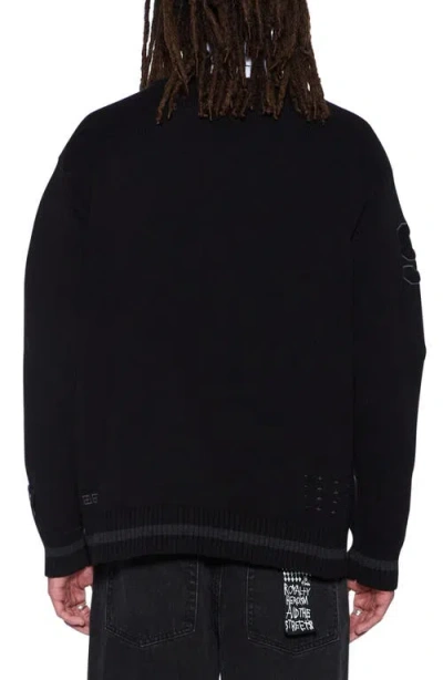 Ksubi Playoff Cotton Graphic Cardigan In Black
